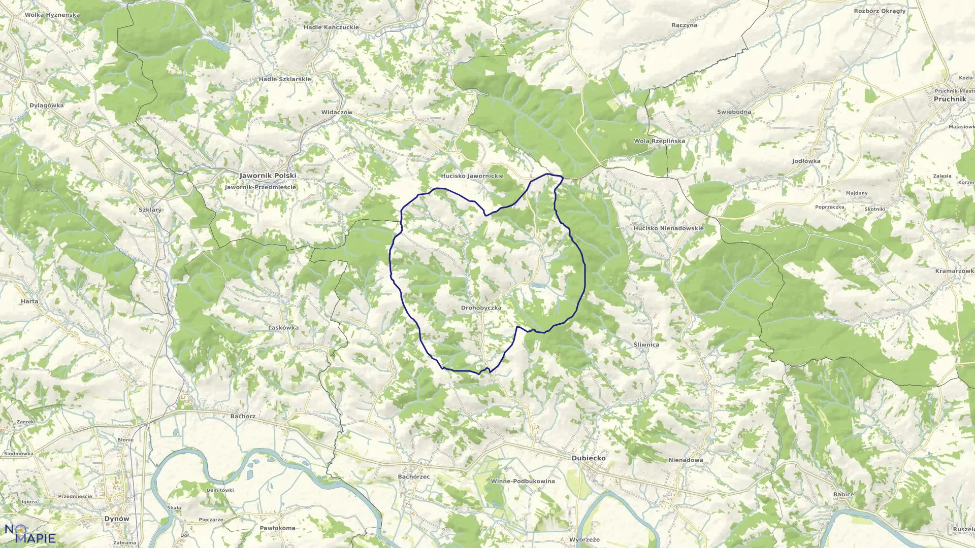 Mapa obrębu Drohobyczka w gminie Dubiecko