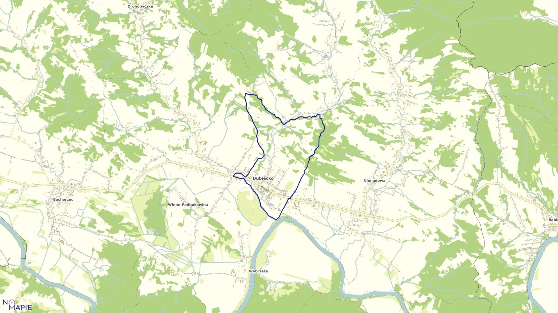 Mapa obrębu Dubiecko w gminie Dubiecko