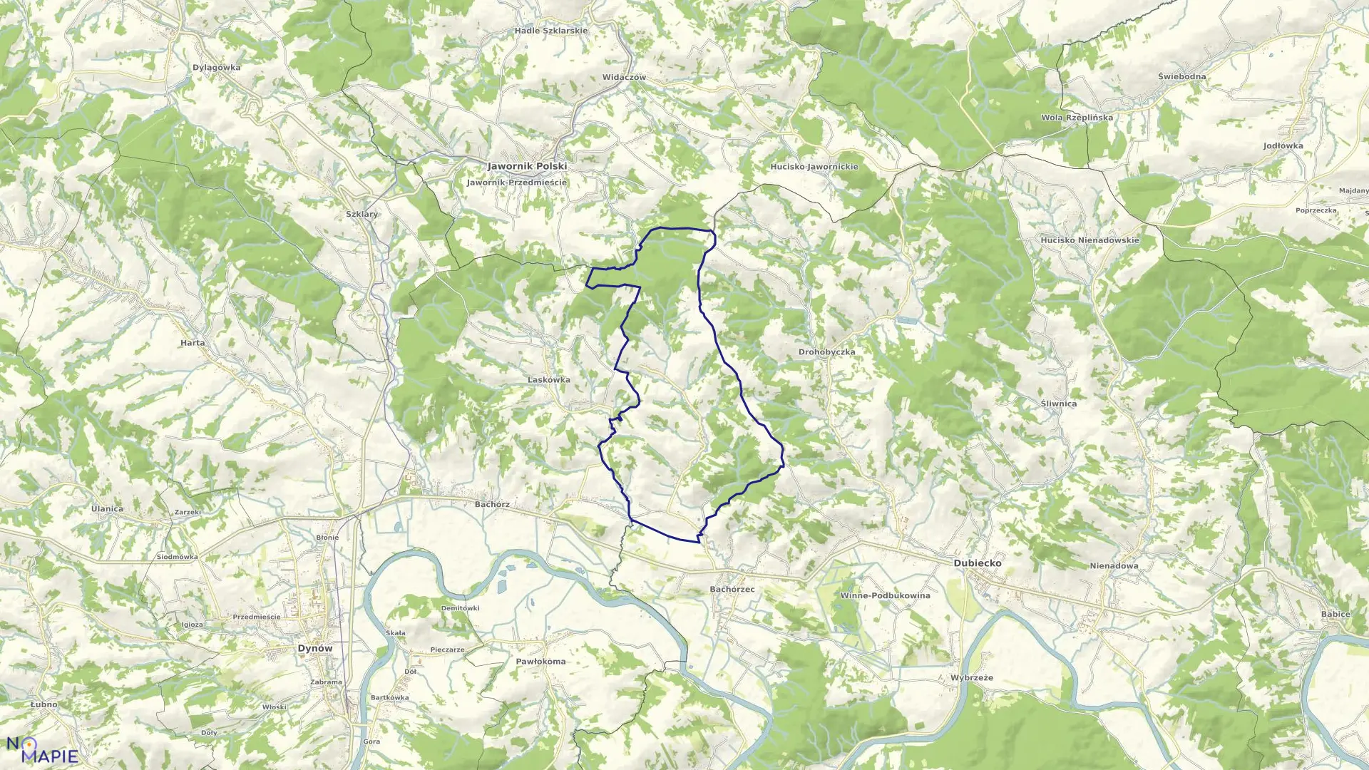 Mapa obrębu Kosztowa w gminie Dubiecko