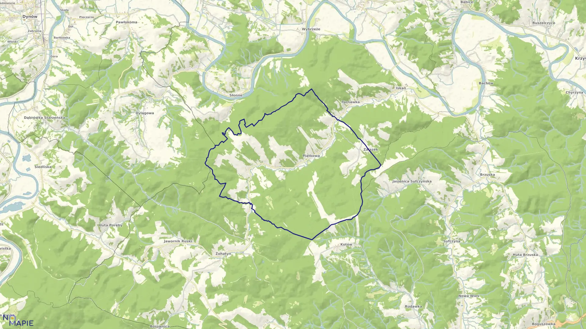 Mapa obrębu Piątkowa w gminie Dubiecko