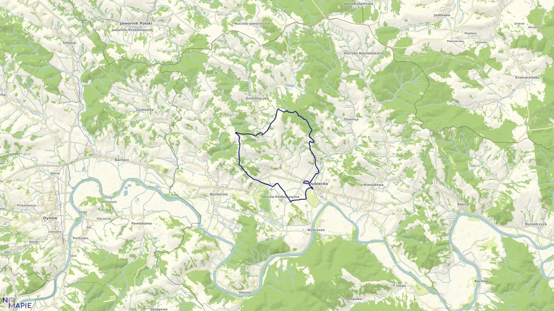 Mapa obrębu Przedmieście Dubieckie w gminie Dubiecko