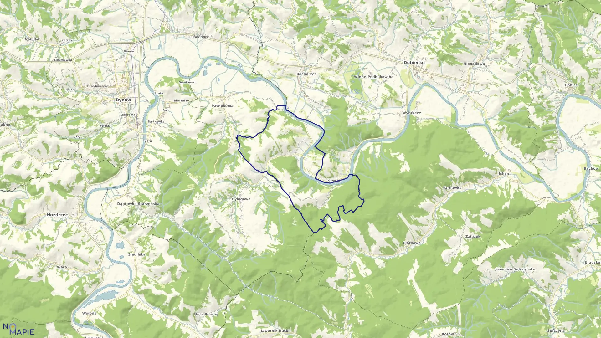 Mapa obrębu Sielnica w gminie Dubiecko